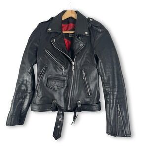 New Straight To Hell Commando Leather Biker Jacket Sz XS